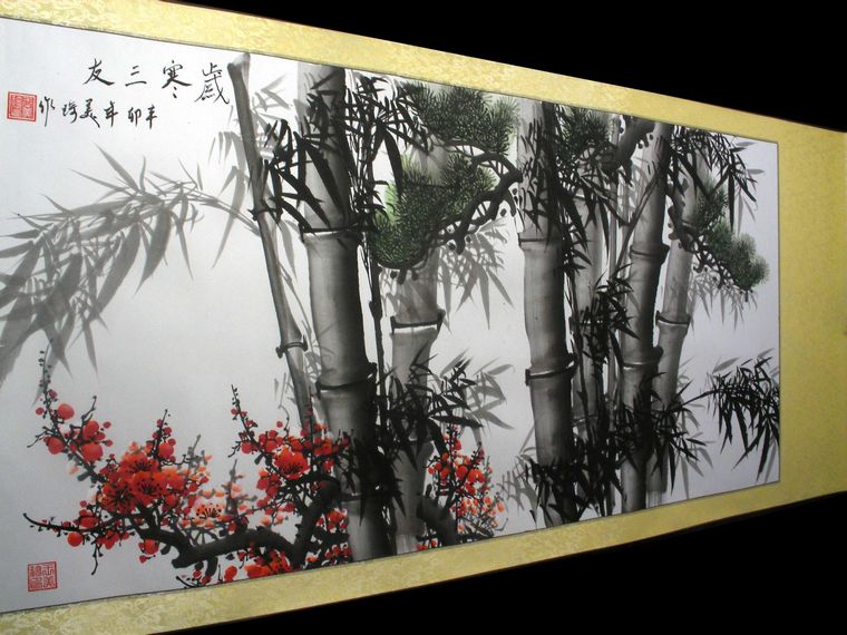 四尺國畫歲寒三友